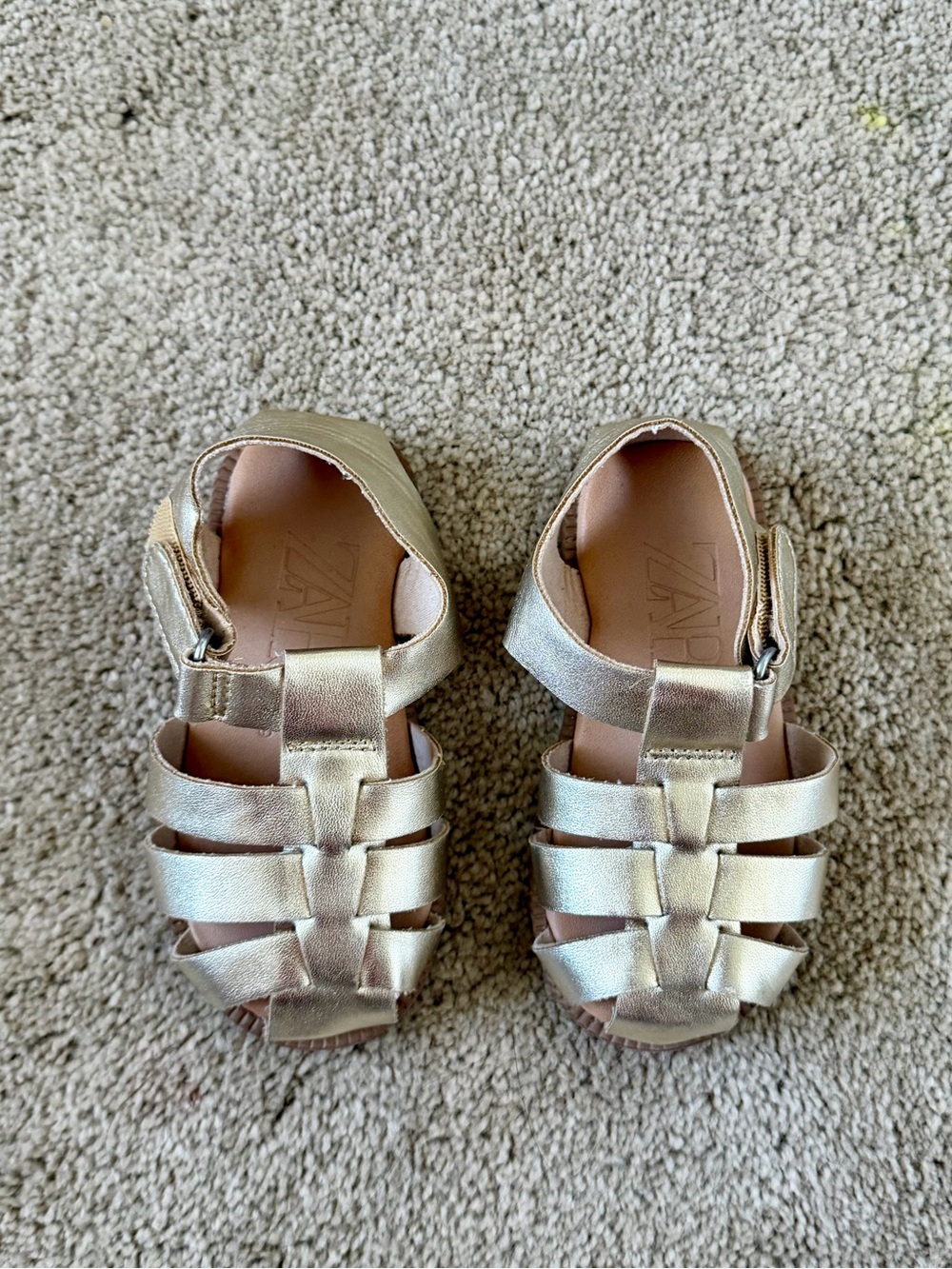 Zara Kids Shimmery Gold Fisherman Sandals